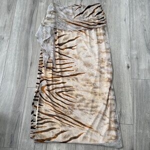 Vintage Flowy Chiffon Zebra Maxi Skirt